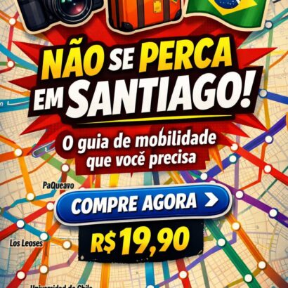 Mapa Turístico Completo + Metro de Santiago Guia Visual Ilustrado Premium